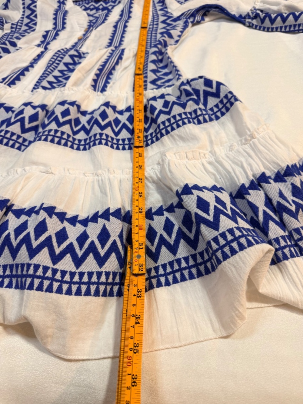 I.M.A Luxury Collection Blue White Cotton Tiered Dress XS Made in Greece - Picture 6 of 6